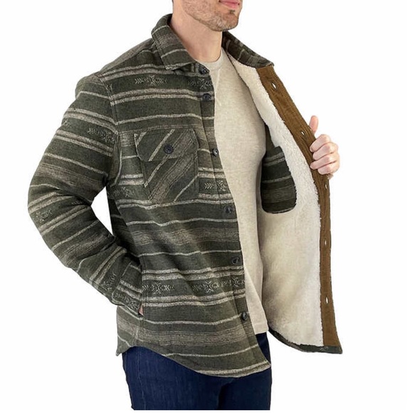 Jachs Jackets & Coats Jachs Mens Fleece Lining Shirt Jacket Green